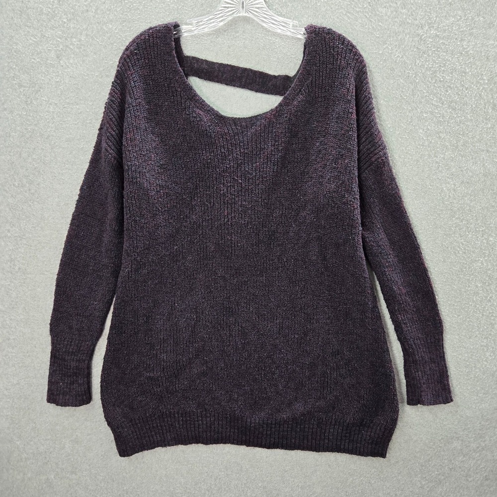 TORRID Women Sweater 1 Purple Tunic Lace Up Long Sleeve Pullover